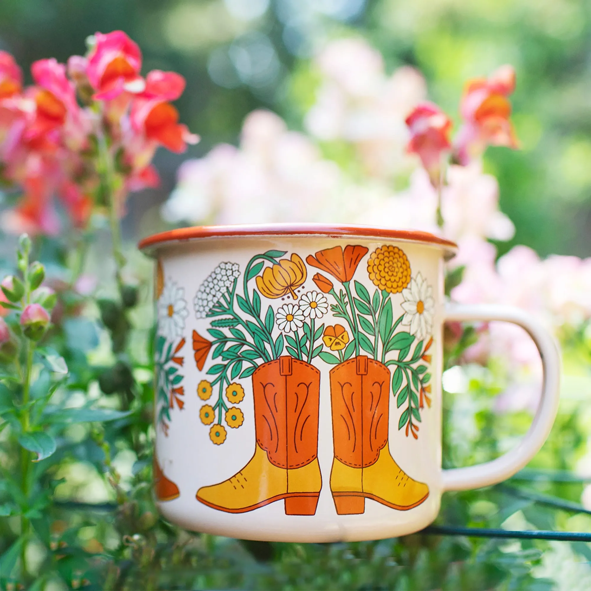 Western Bloom Enamel Mug 16oz