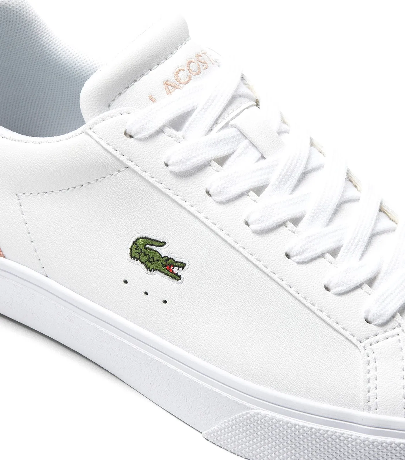 Women's Lacoste Lerond Pro Baseline Leather Trainers White/Light Pink