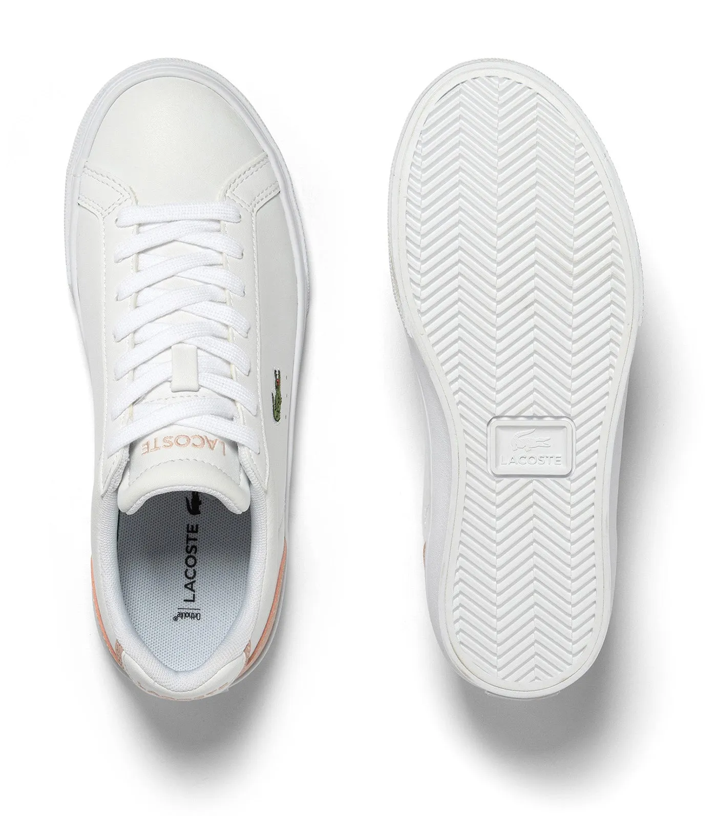 Women's Lacoste Lerond Pro Baseline Leather Trainers White/Light Pink